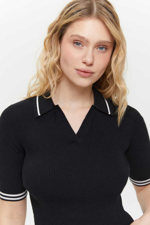 Black Classic knit Polo jumper