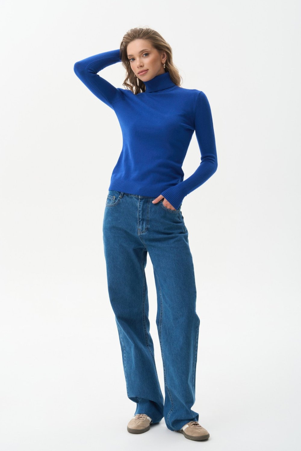 Turtleneck sweater in color blue - SOLMAR