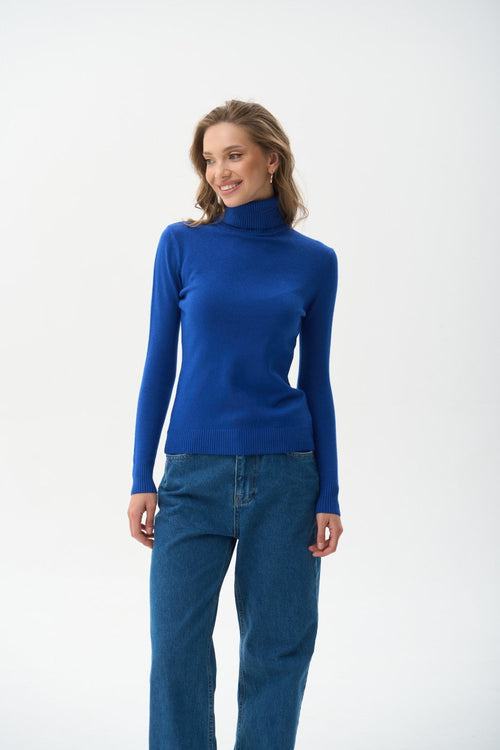 Turtleneck sweater in color blue - SOLMAR