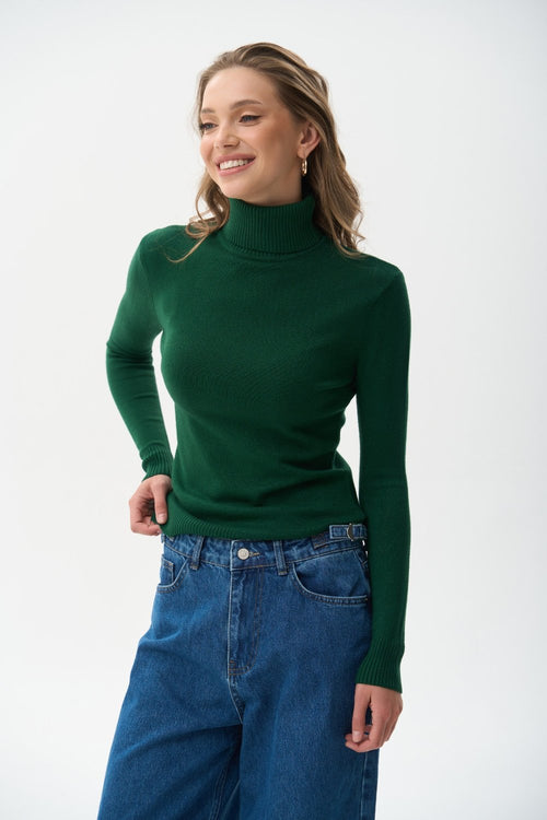 Turtleneck sweater in color green - SOLMAR