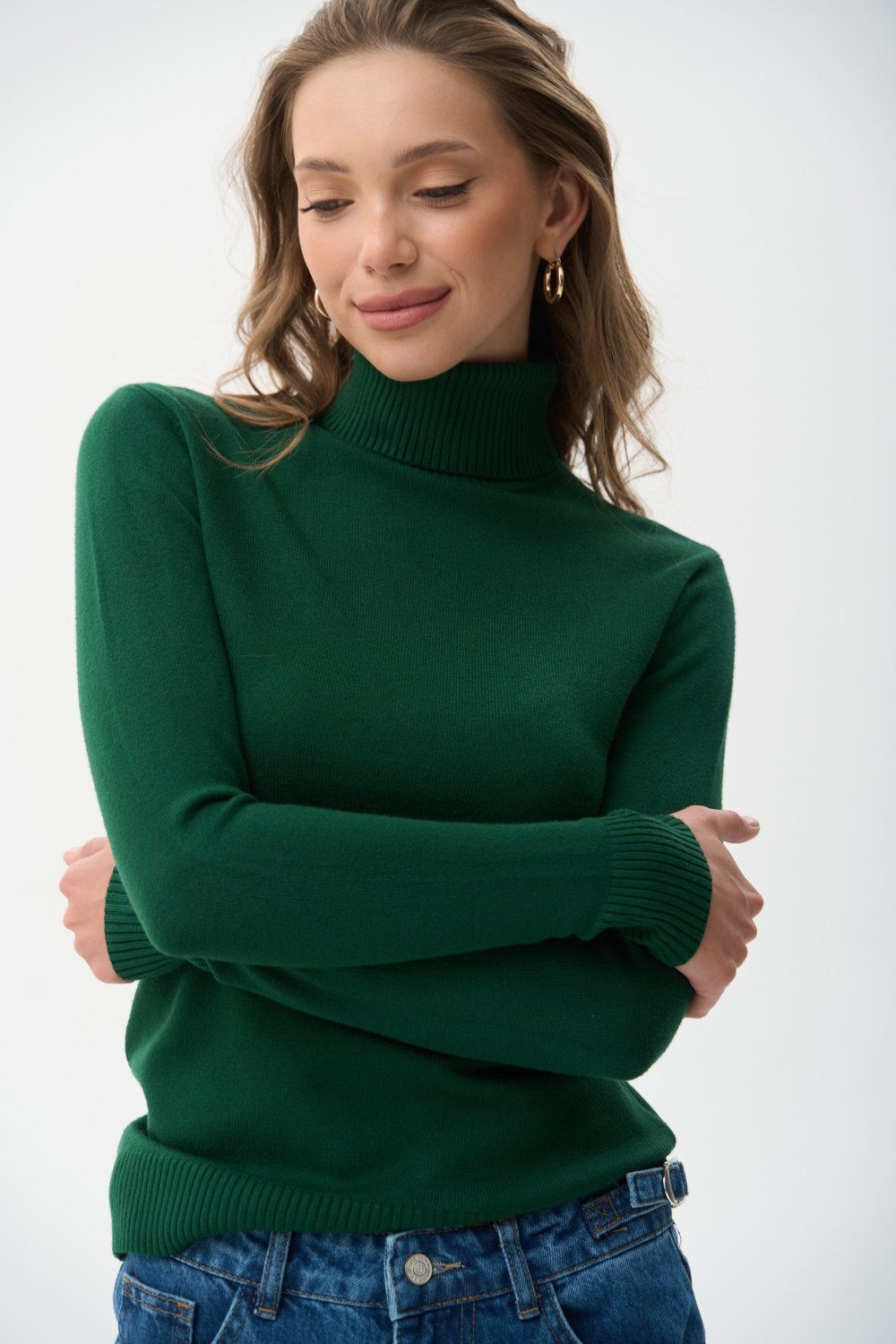 Turtleneck sweater in color green