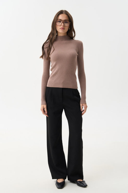 Sweater with a neck rack in color brown - SOLMAR