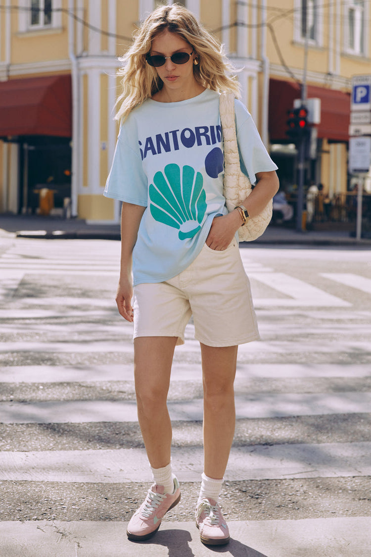 Blue "Santorini" Print T-shirt - SOLMAR