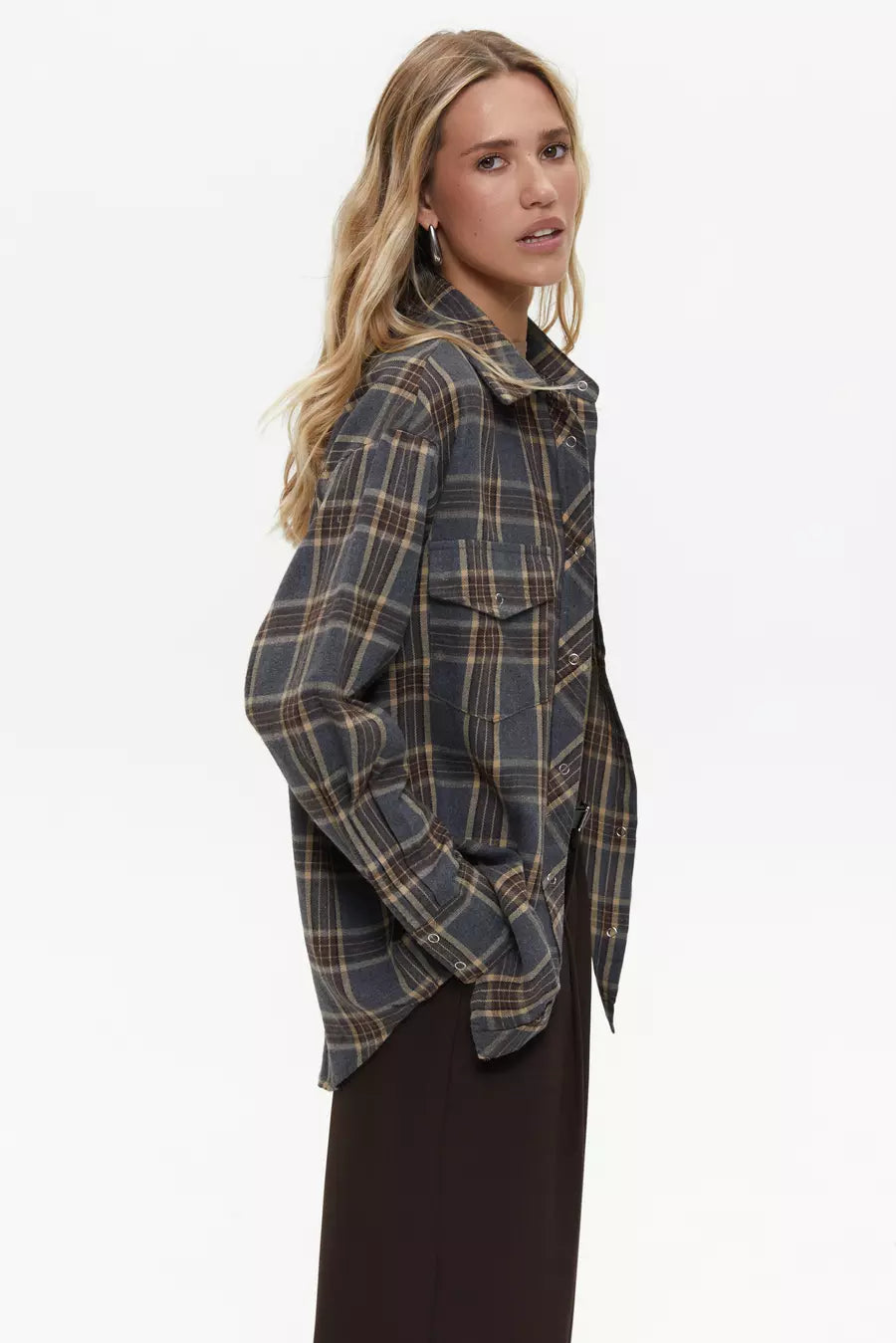 Brown Large Check Shirt