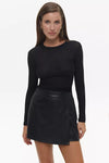 Black Faux Leather Wrap Skirt