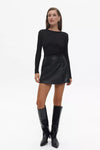 Black Faux Leather Wrap Skirt
