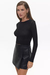 Black Faux Leather Wrap Skirt