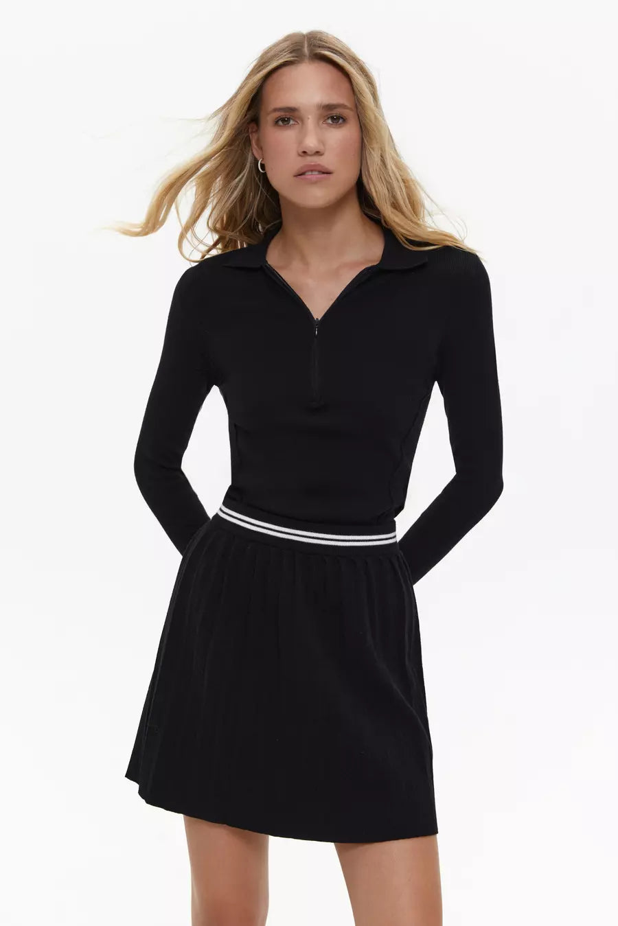 Black Skirt with White Stripe