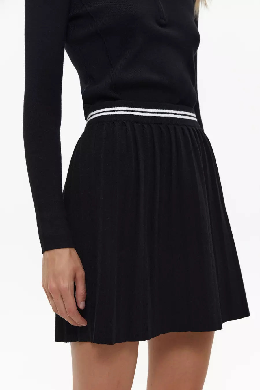 Black Skirt with White Stripe
