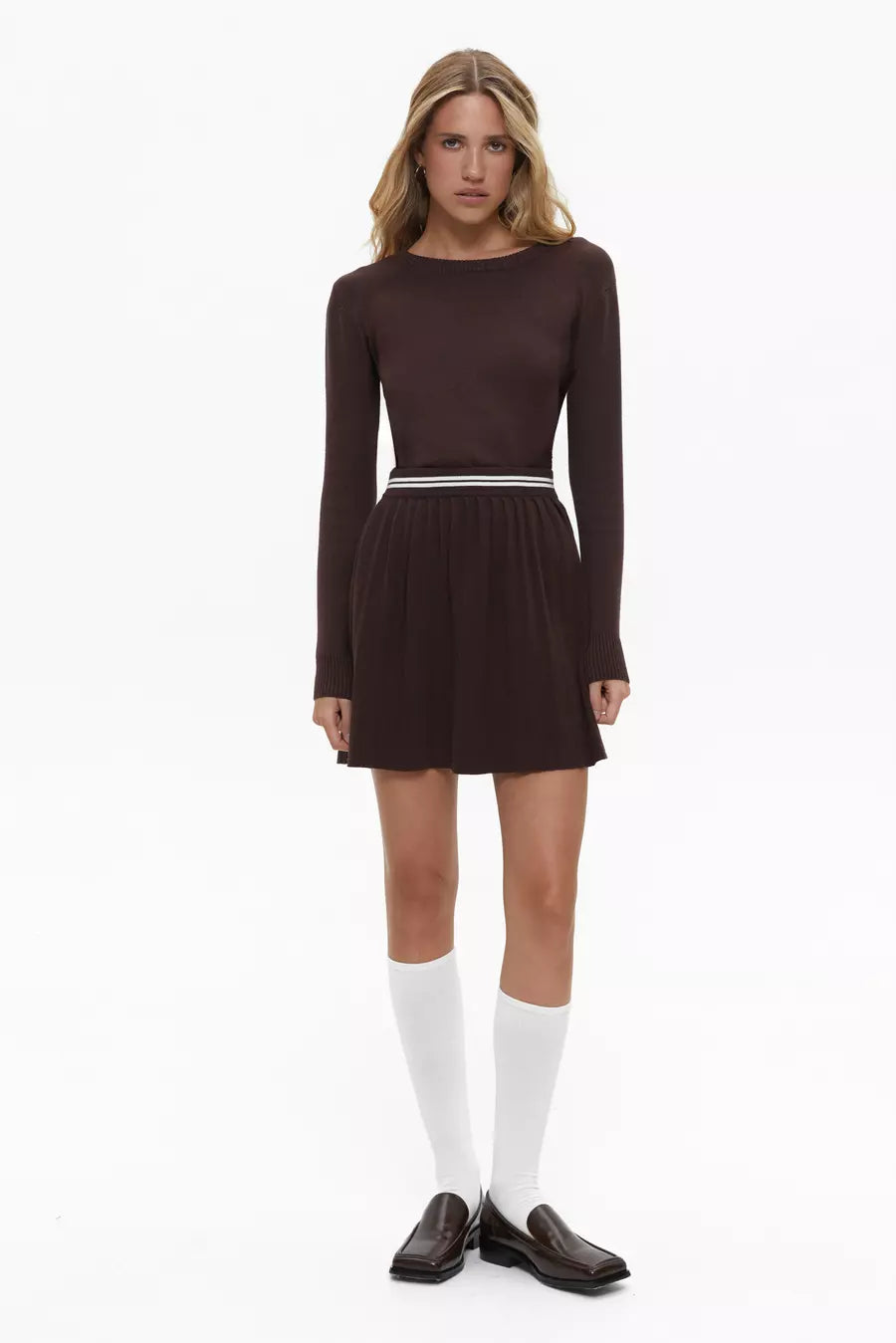 Brown Skirt with White Stripe