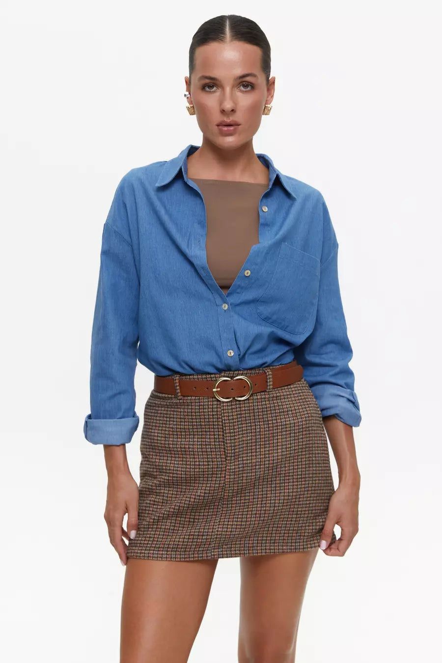 Brown Check Skirt