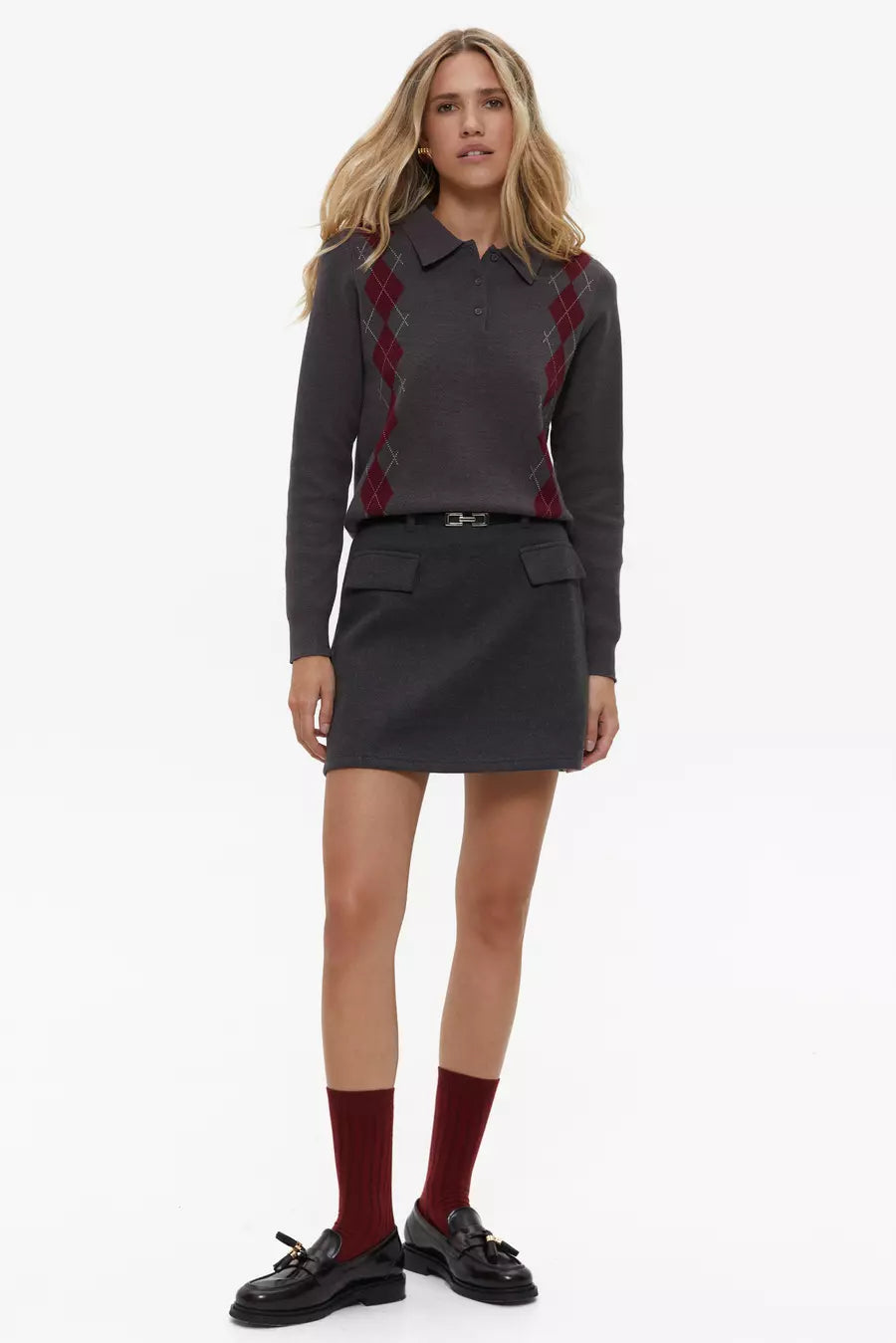 Grey Skirt with Pocket Detail