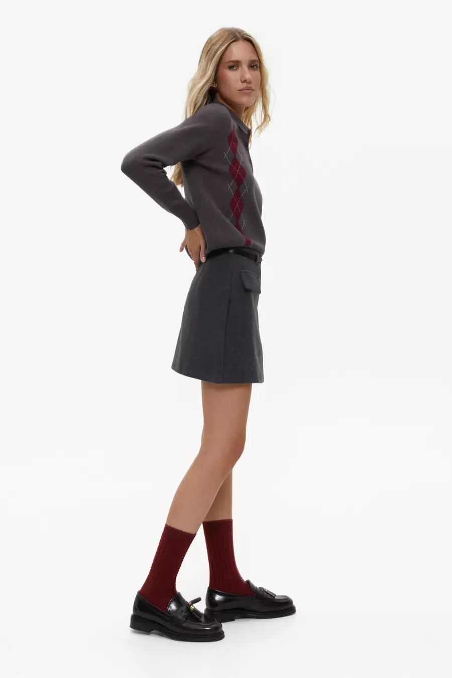 Grey Skirt with Pocket Detail