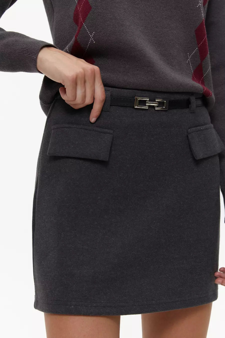Grey Skirt with Pocket Detail