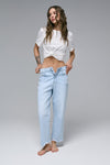 STRAIGHT jeans in light blue color with distressed details
