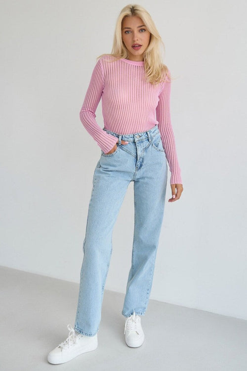 STRAIGHT jeans with a curly coquettish blue color - SOLMAR