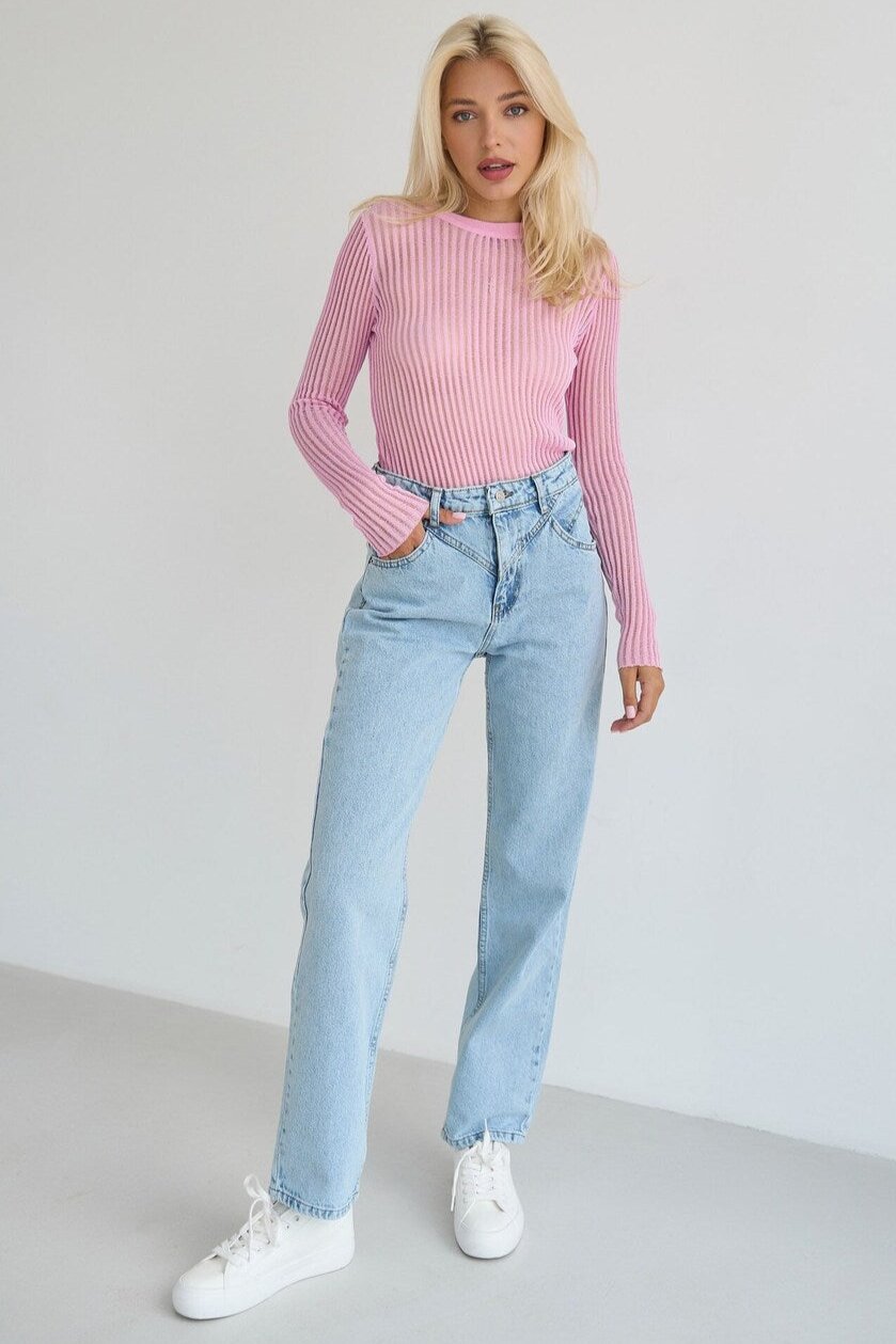 STRAIGHT jeans with a curly coquettish blue color