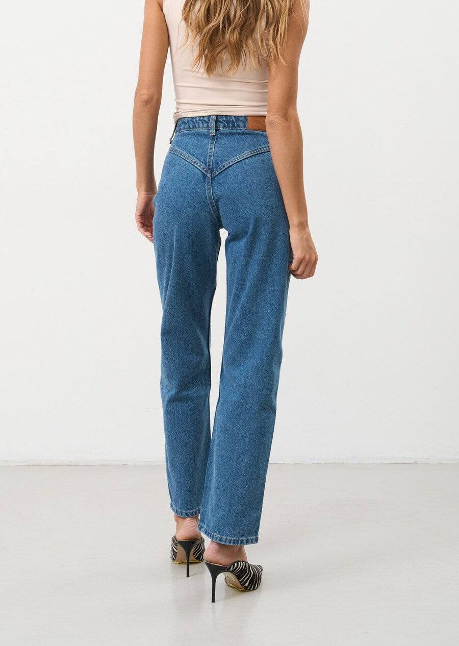 STRAIGHT jeans with a curly coquettish blue collar - SOLMAR