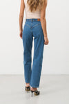 Dark Blue High Waisted Straight Leg Jeans