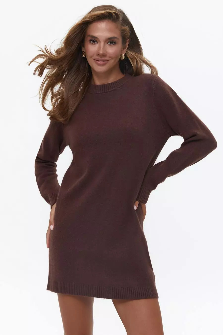 Brown Oversized Sweater Dress