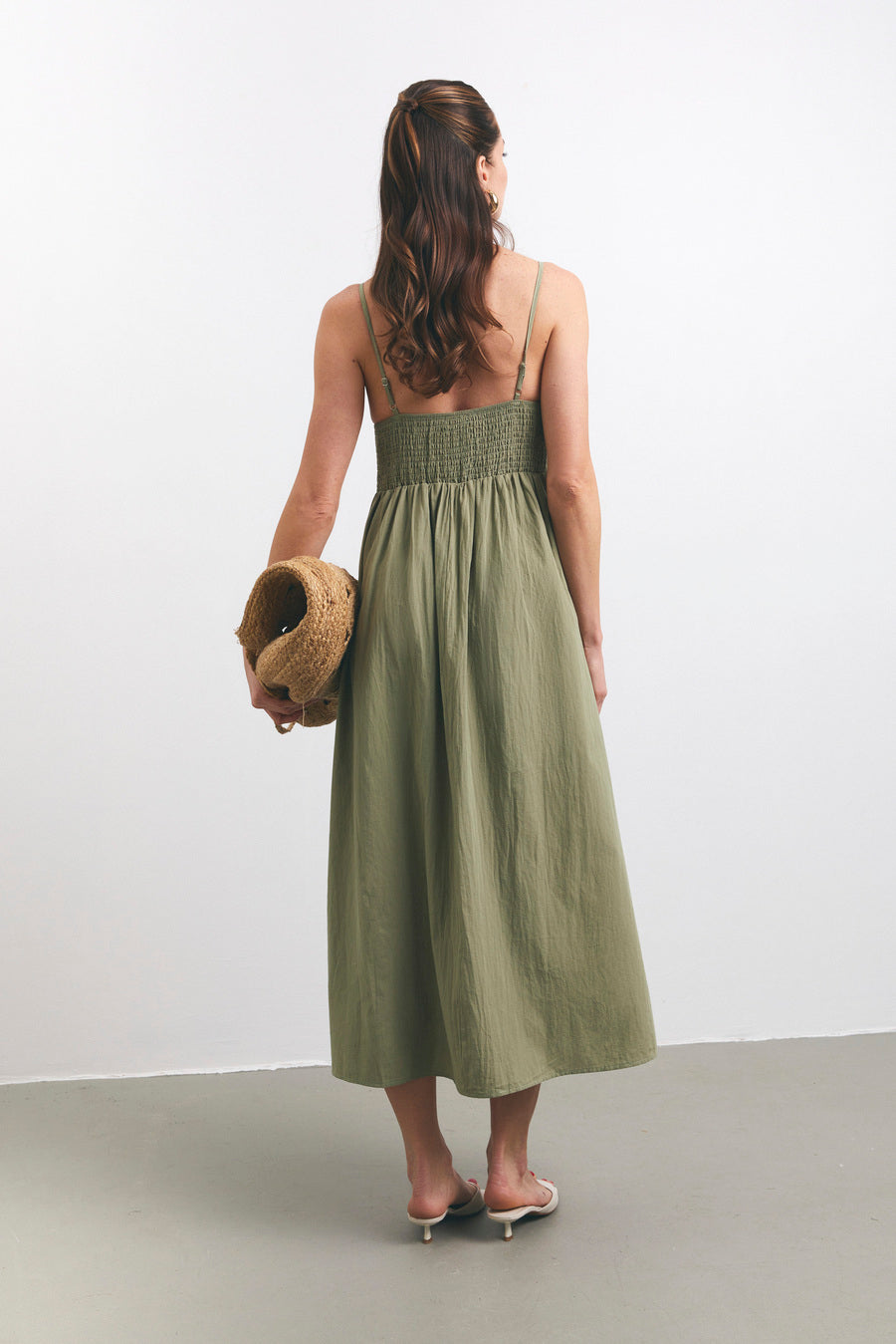 khaki flowy dress The Perfect Date Multiway Maxi Dress (Khaki), 12/L