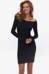 Black Curved Neckline Dress