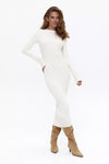 Milk Long Sleeve Ribbed Knit Midi Dress