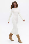 Milk Long Sleeve Ribbed Knit Midi Dress
