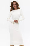 Milk Long Sleeve Ribbed Knit Midi Dress