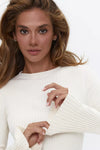 Milk Long Sleeve Ribbed Knit Midi Dress
