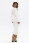 Milk Long Sleeve Ribbed Knit Midi Dress