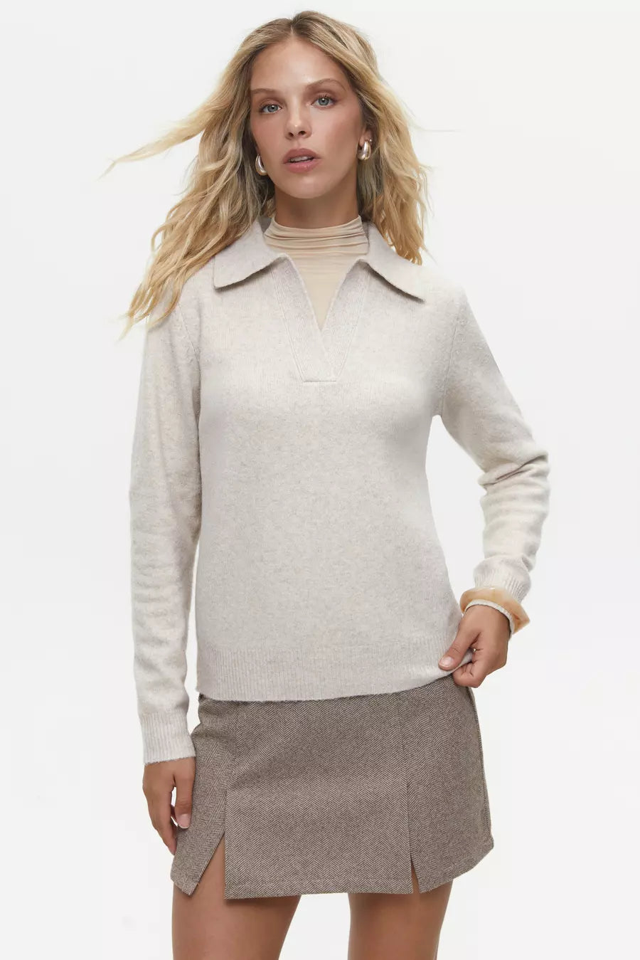 Beige Polo Sweater