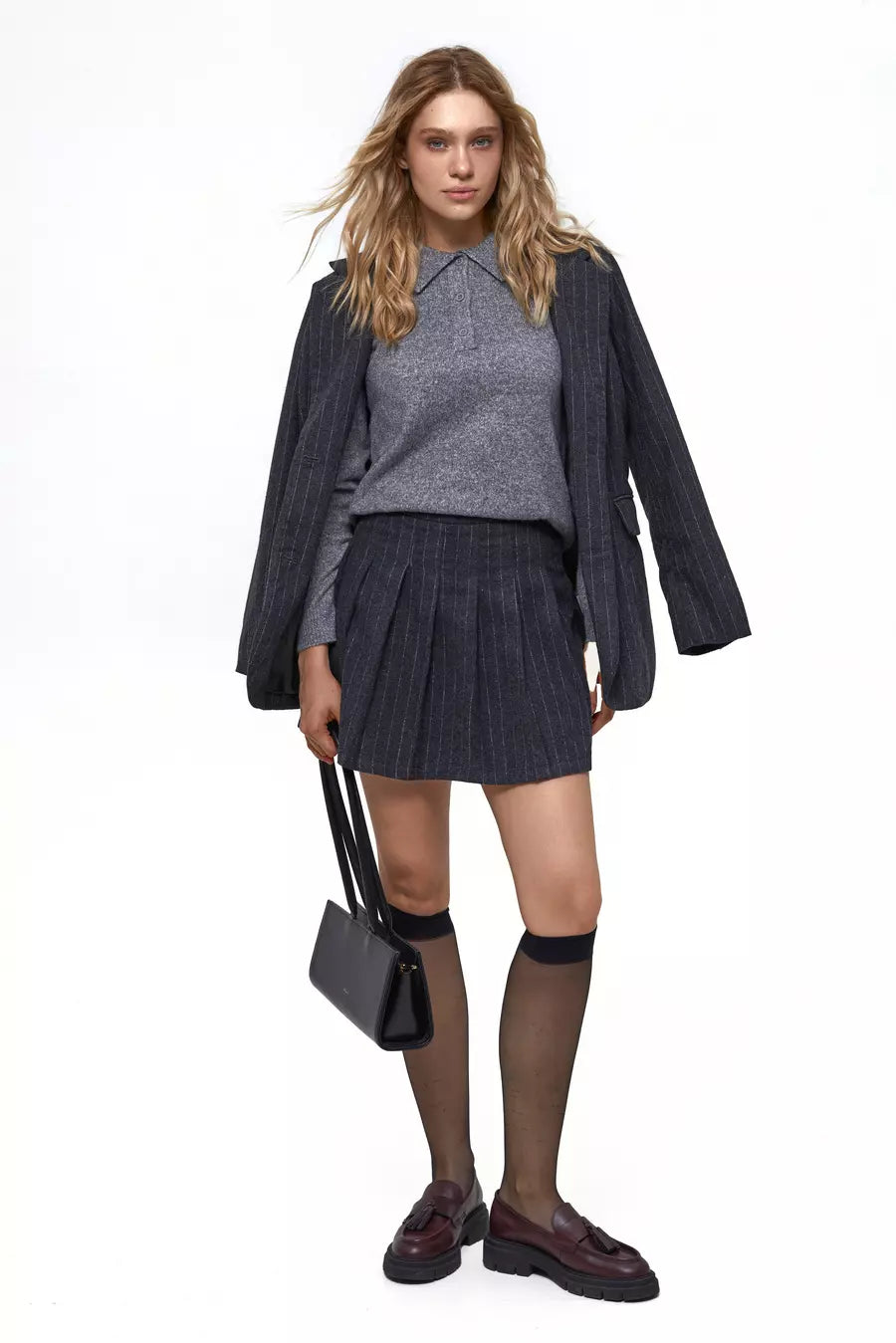Grey Button-down Polo Sweater