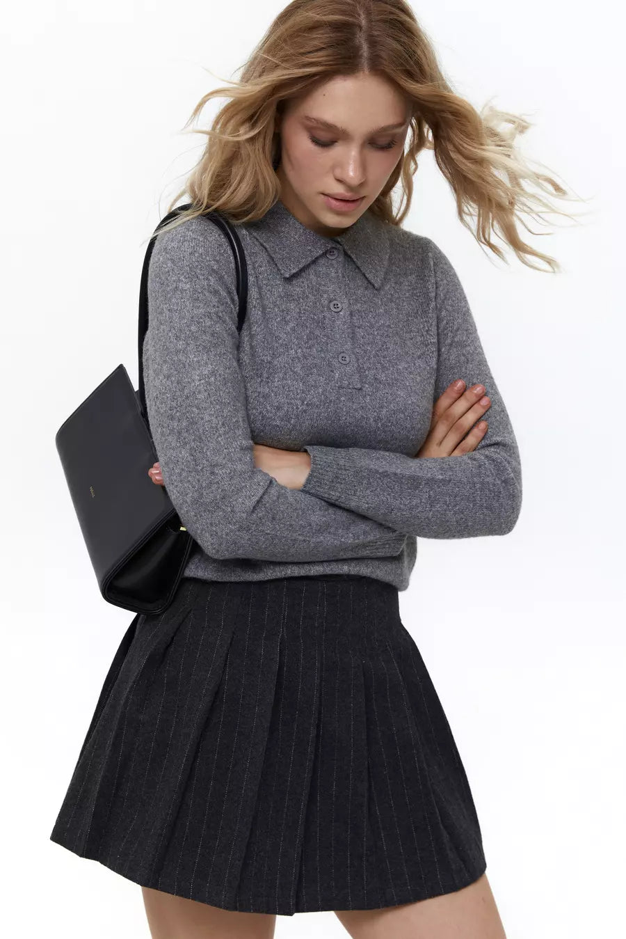 Grey Button-down Polo Sweater