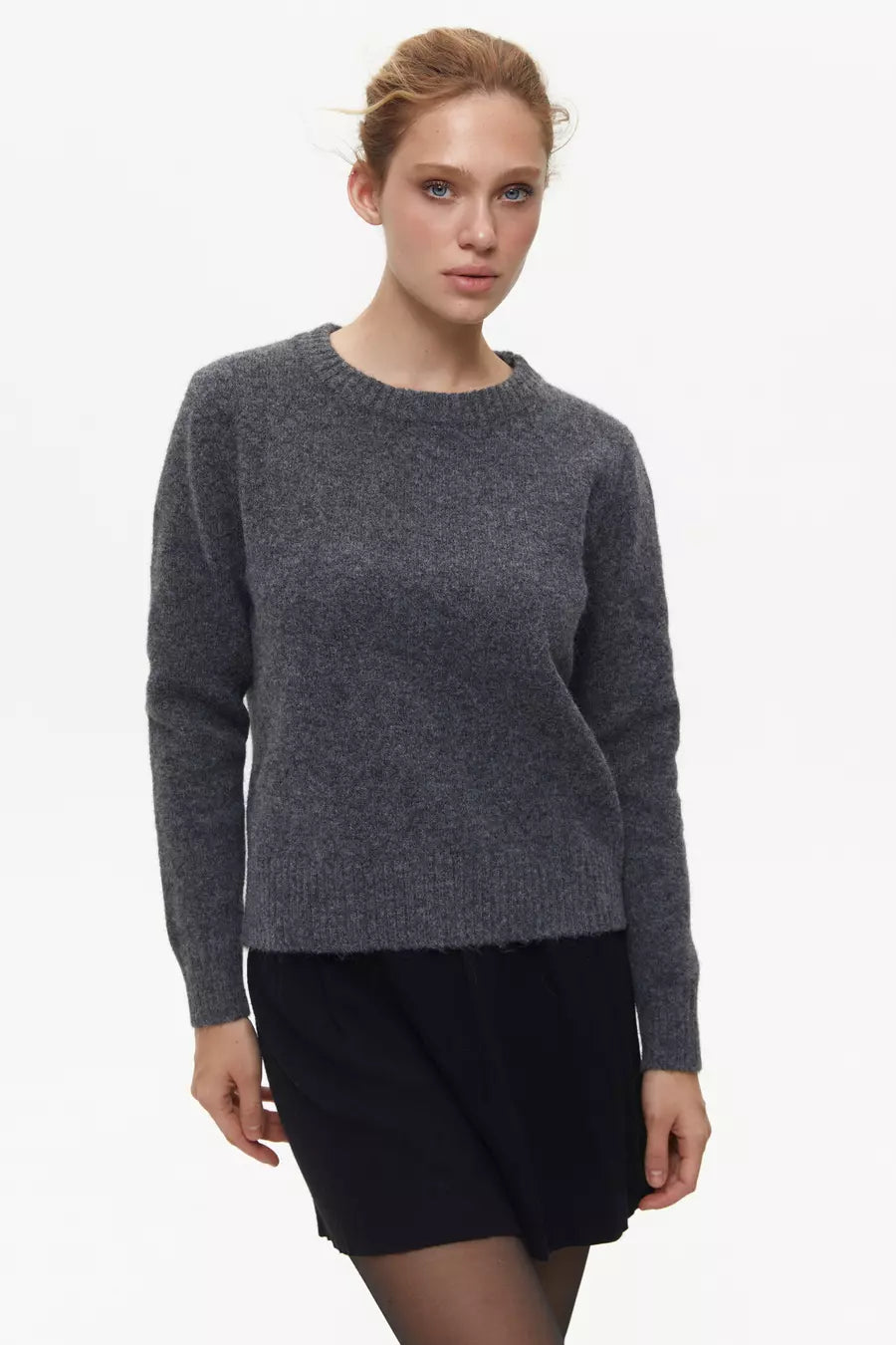 Grey Textured Knit Sweater