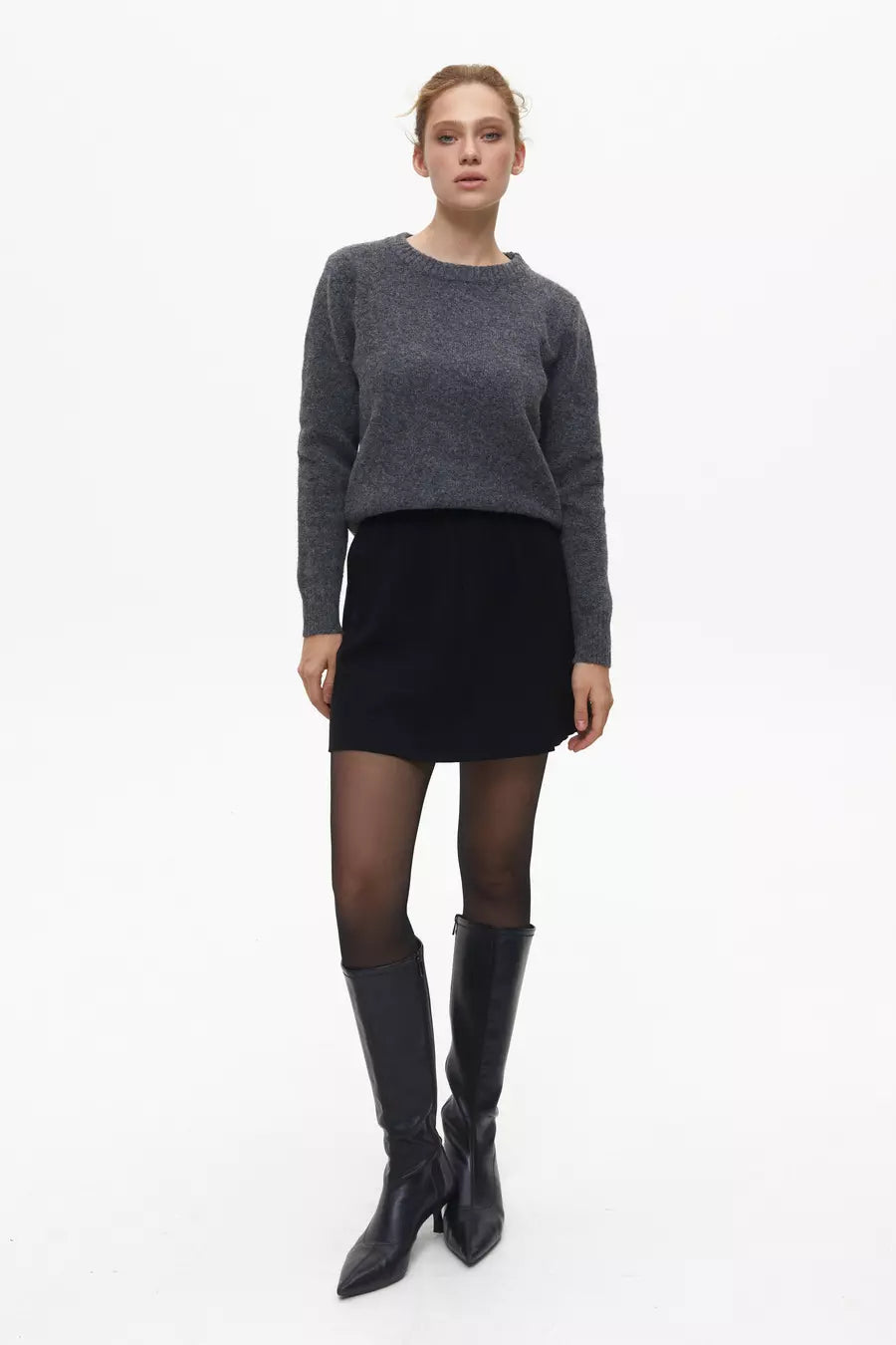 Grey Textured Knit Sweater