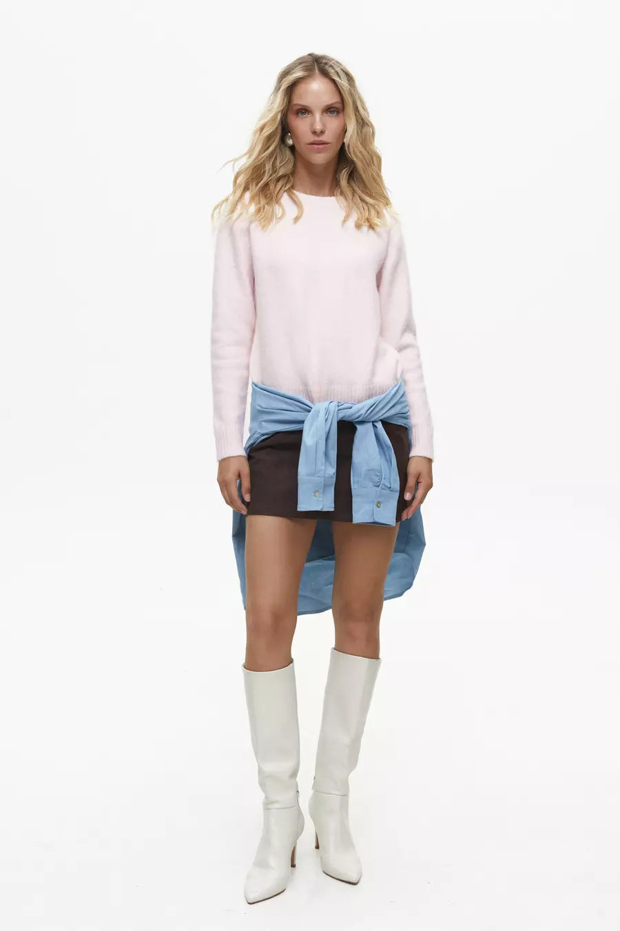 Pink Textured Knit Sweater