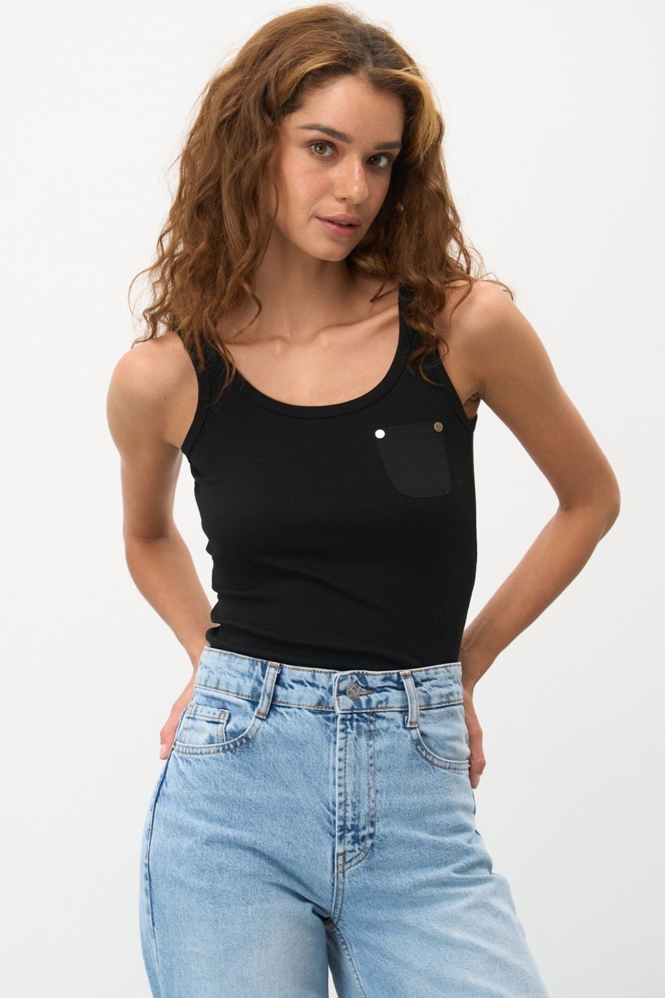 Tank Top with a Black Pocket