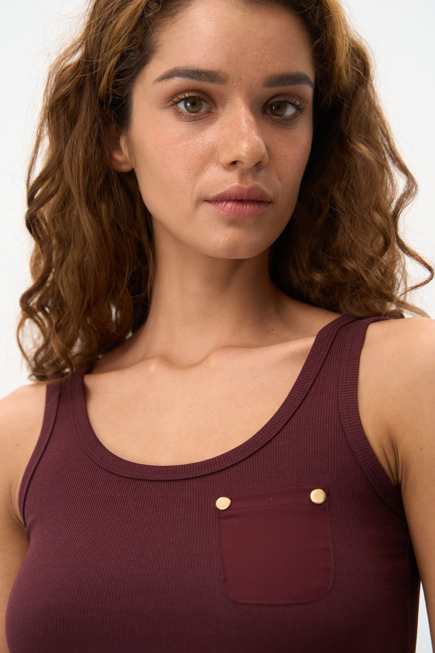 Tank Top with a Brown Pocket