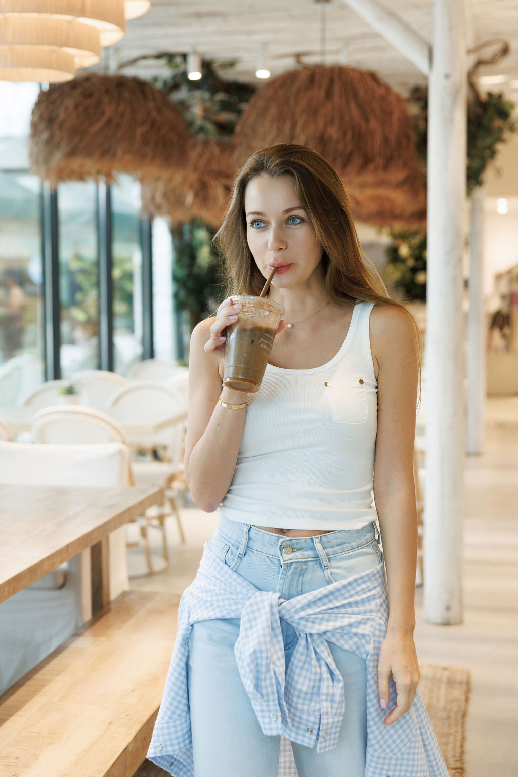 Tank Top with a White Pocket