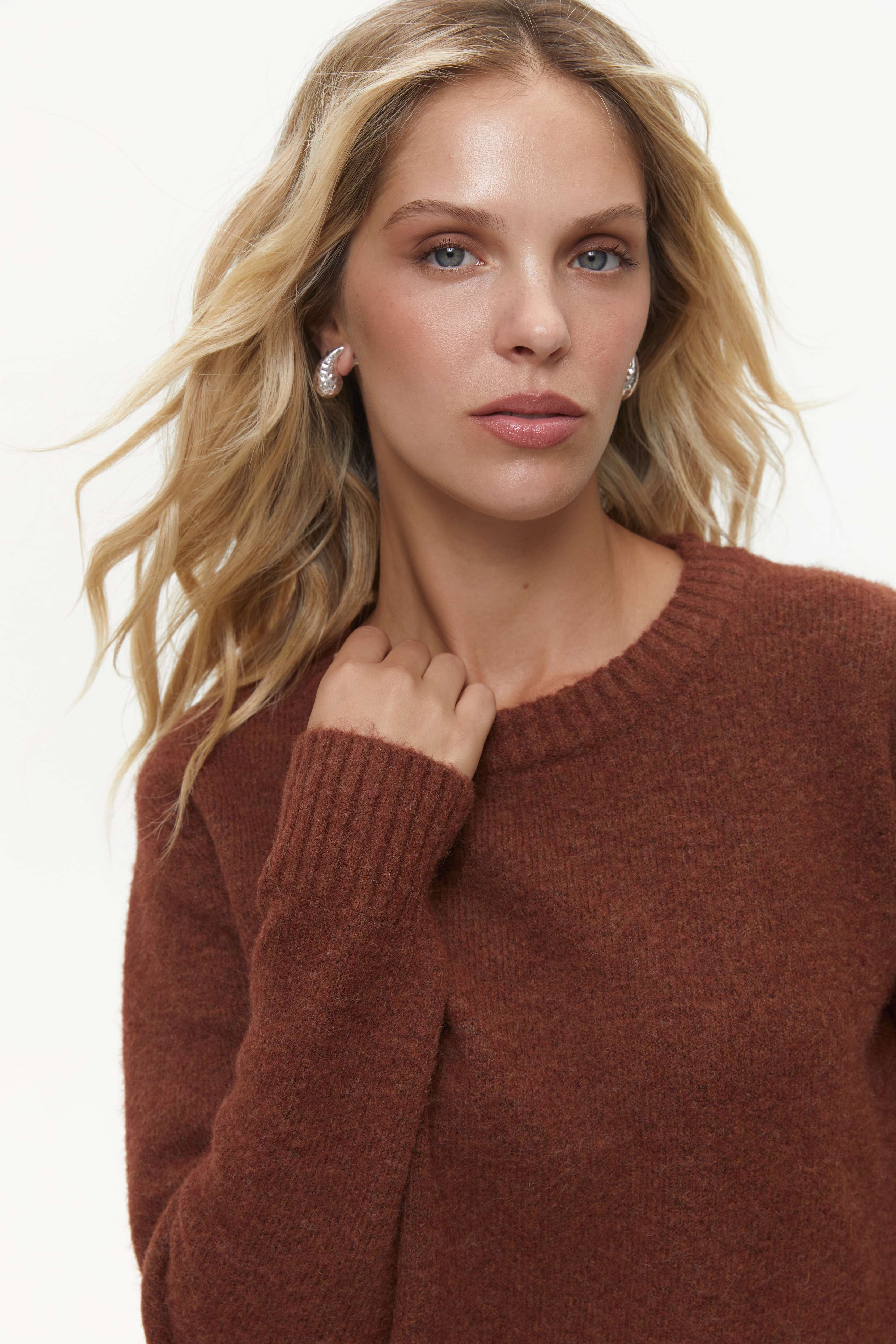 Orange Textured Knit Sweater