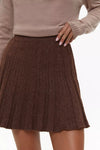 Brown Knit Pleated Skirt