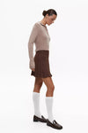 Brown Knit Pleated Skirt