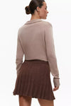 Brown Knit Pleated Skirt