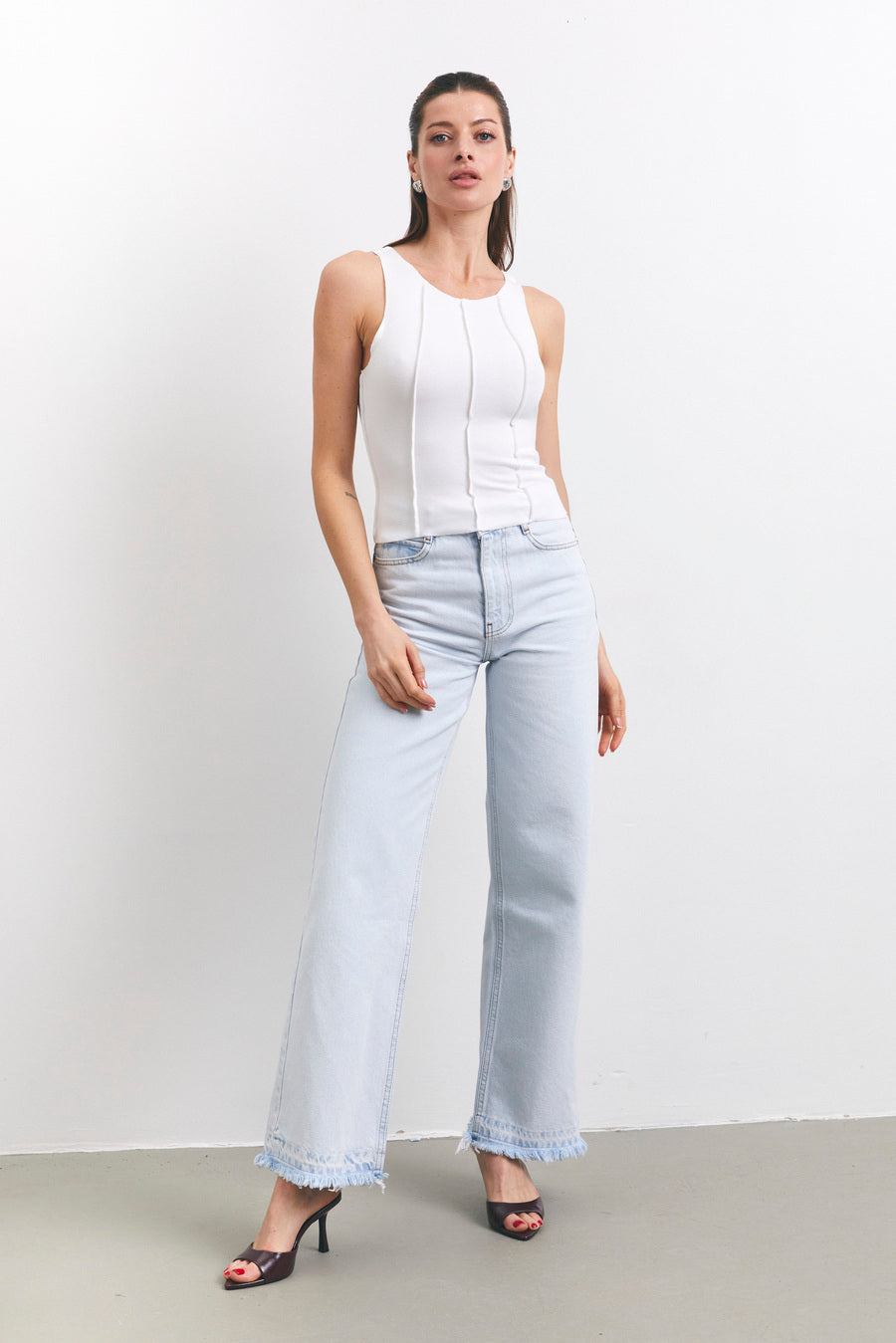 White Seam Detail Tank Top - SOLMAR