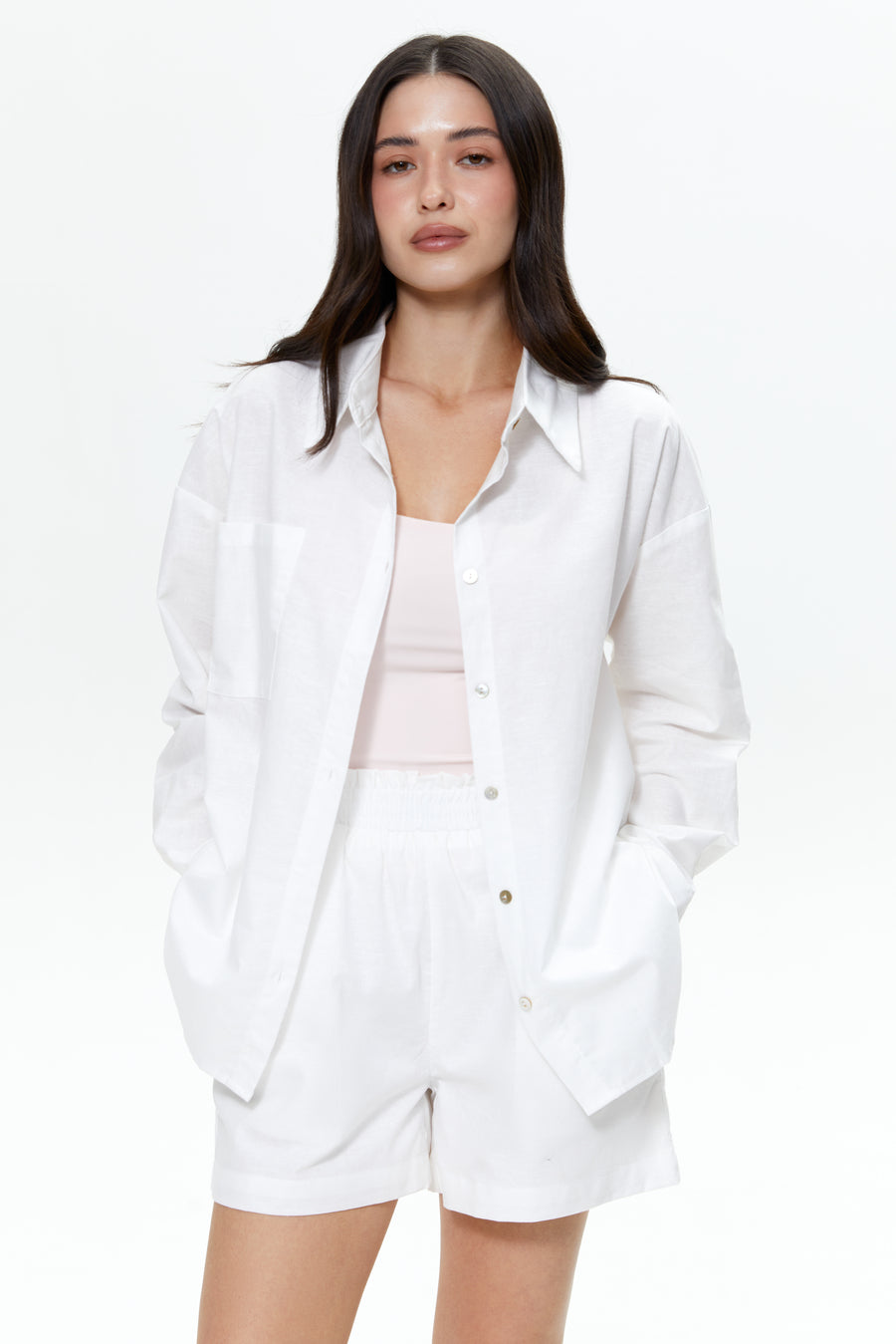 Cotton-linen blend shirt, Milk Cream