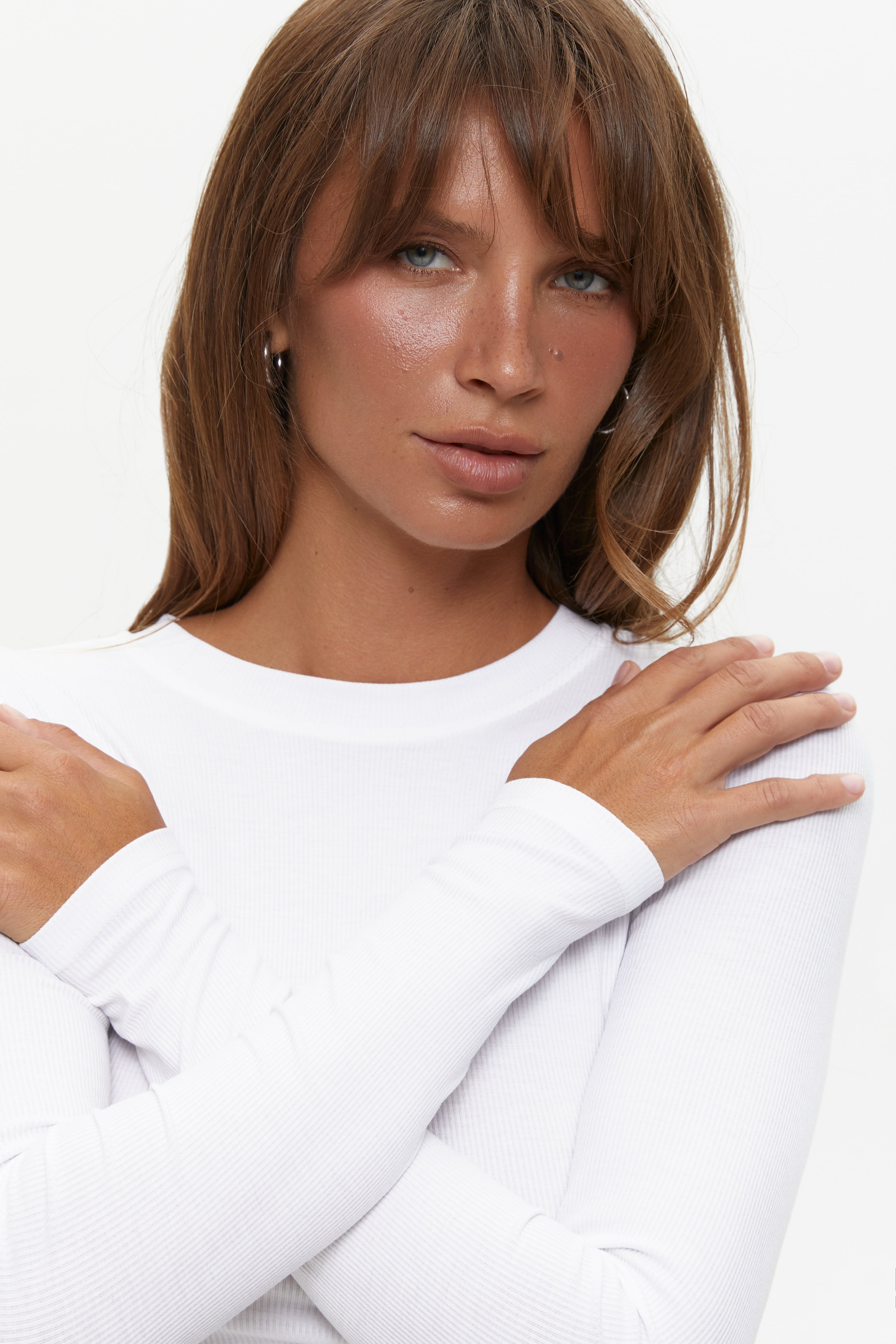 Basic viscose long-sleeve top, Clean White