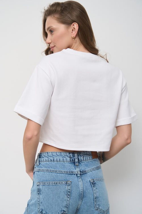 White Oversized Cropped T-Shirt - SOLMAR