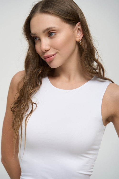 White Basic Tank Top - SOLMAR