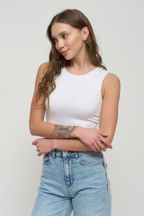 White Basic Tank Top - SOLMAR